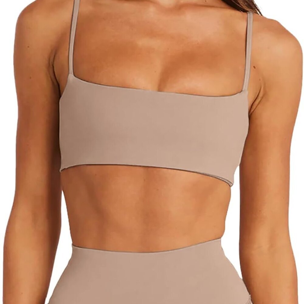 Sienna Women's Small Adjustable Spaghetti Strap Square Neck Wireless Padded Yoga